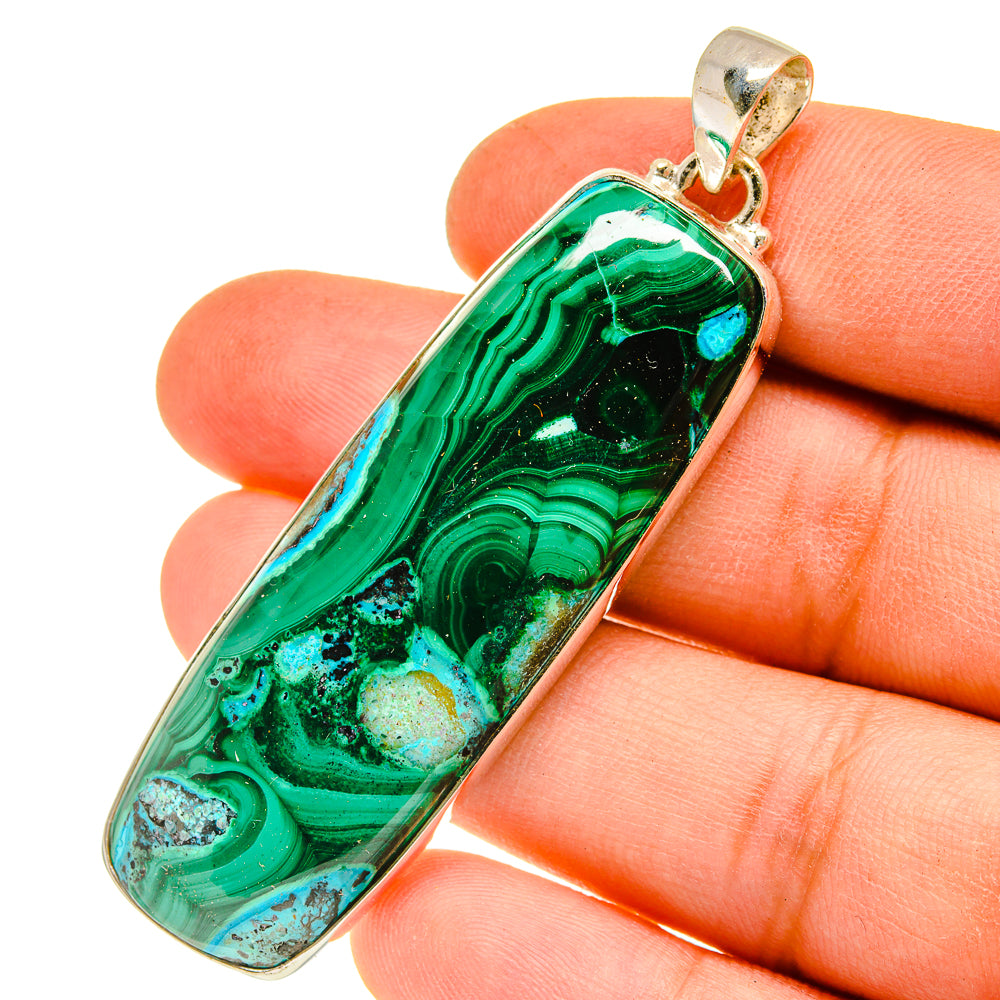 Malachite In Chrysocolla Pendants handcrafted by Anasilvercos - PD3133