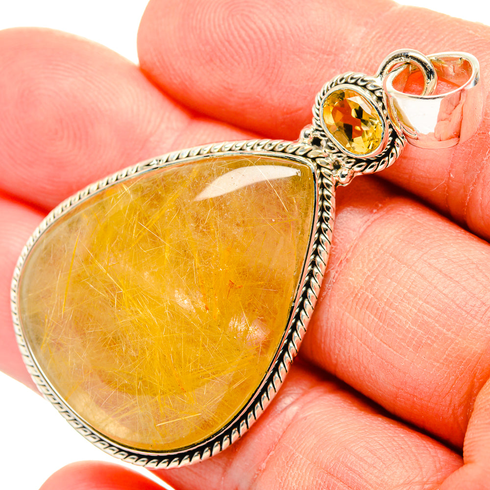 Rutilated Quartz Pendants handcrafted by Anasilvercos - PD31335
