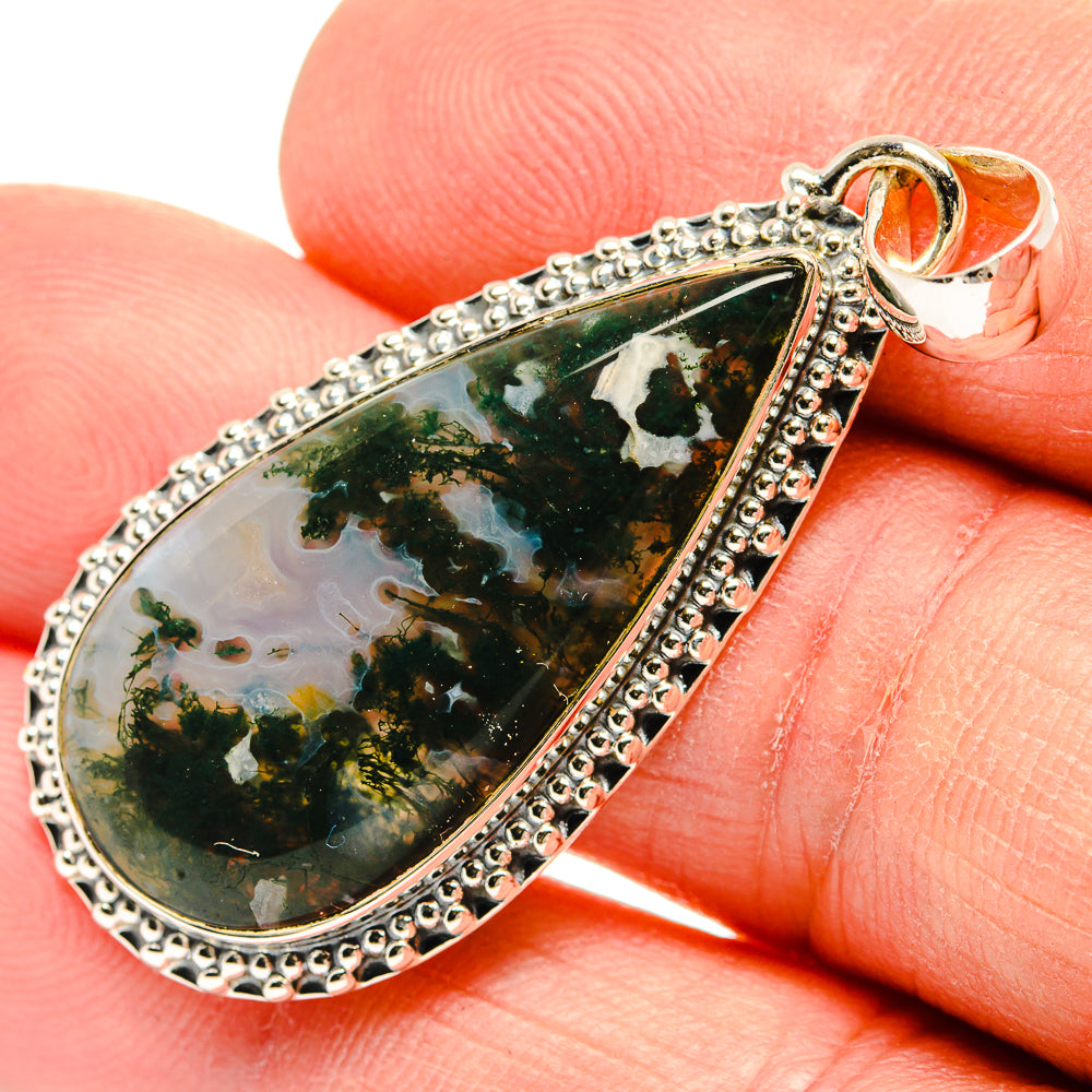 Green Moss Agate Pendants handcrafted by Anasilvercos - PD31339
