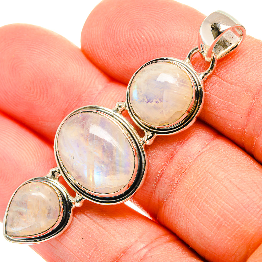Rainbow Moonstone Pendants handcrafted by Anasilvercos - PD31350