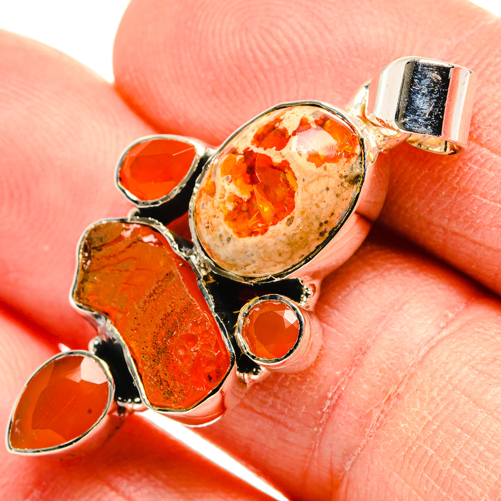 Mexican Fire Opal Pendants handcrafted by Anasilvercos - PD31383