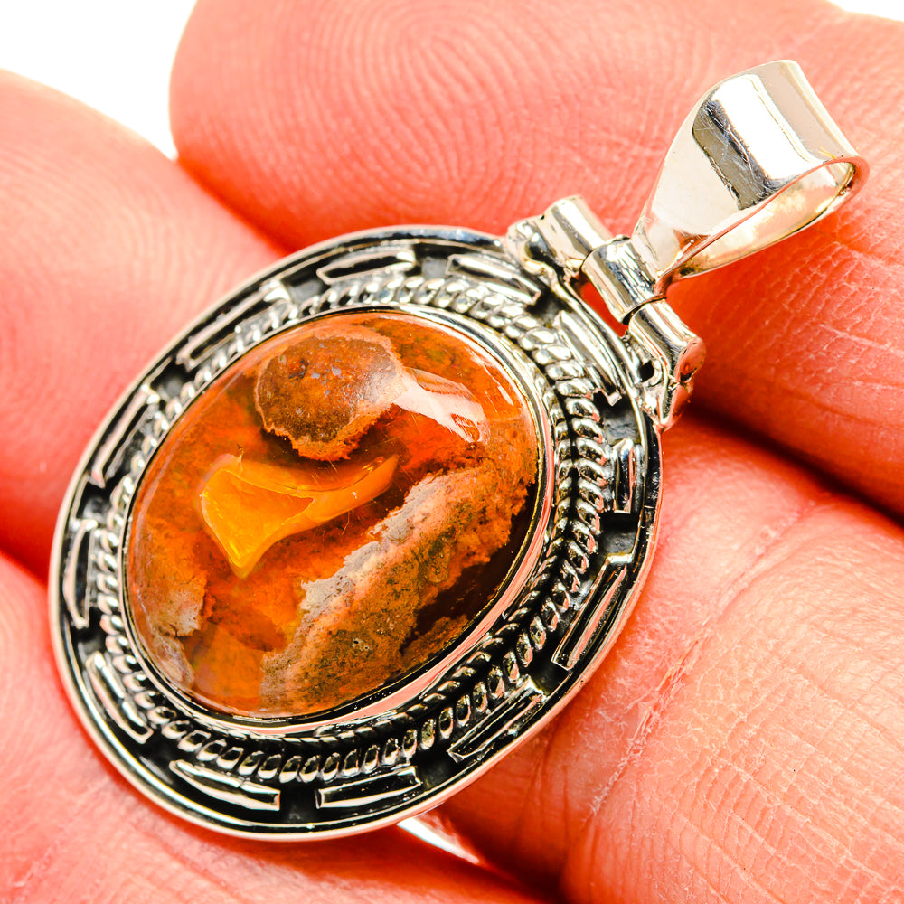 Mexican Fire Opal Pendants handcrafted by Anasilvercos - PD31416