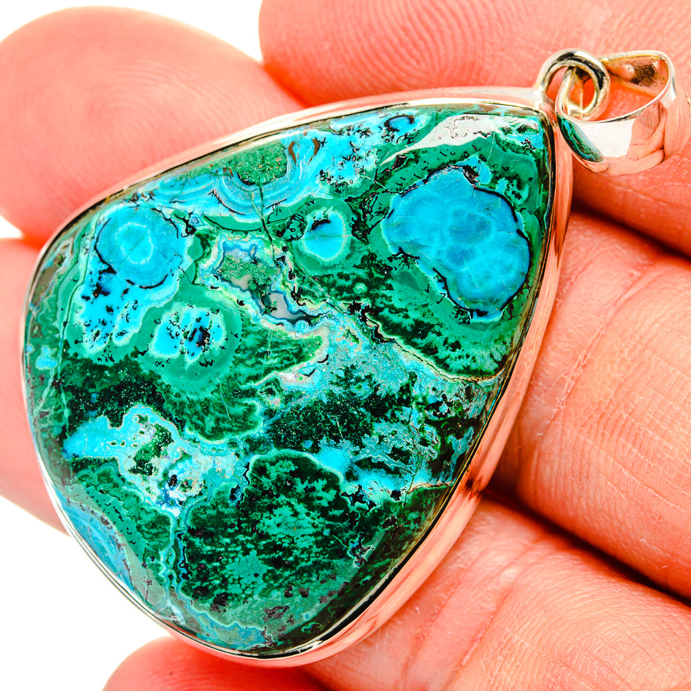 Malachite In Chrysocolla Pendants handcrafted by Anasilvercos - PD31466