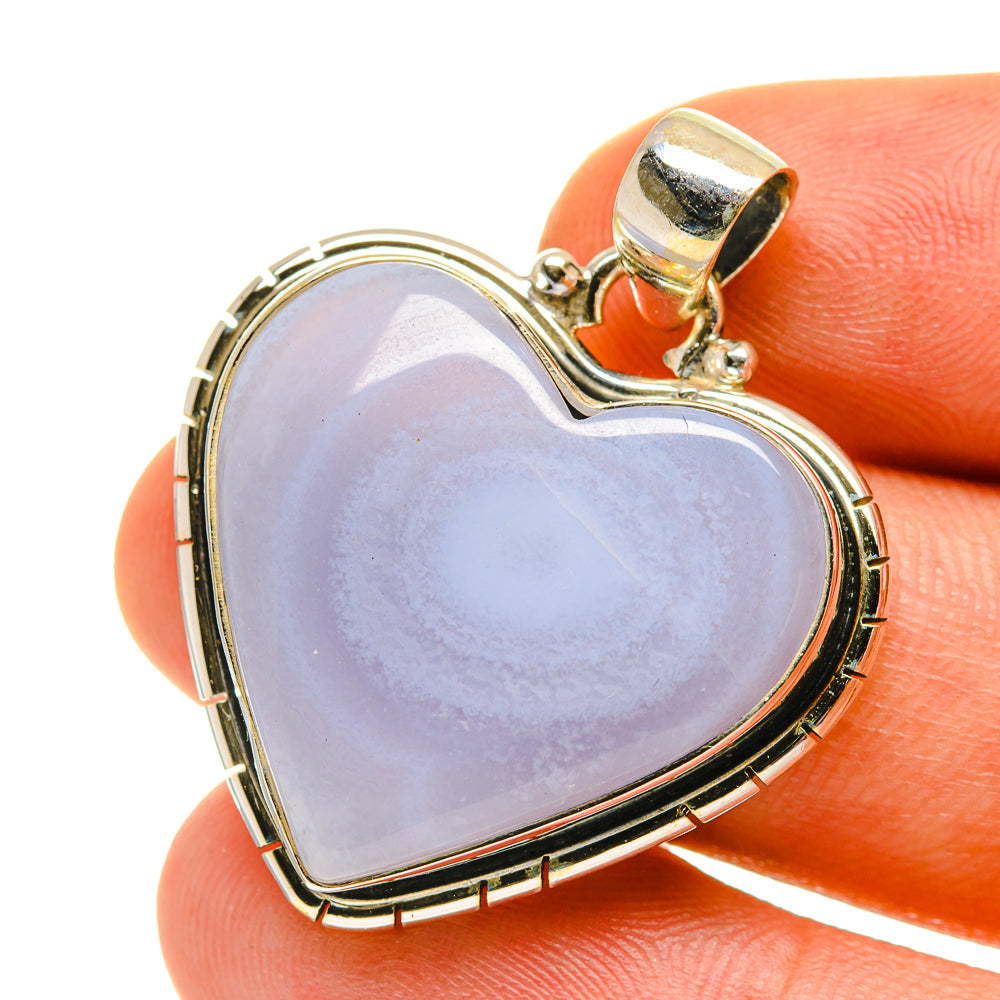 Blue Lace Agate Pendants handcrafted by Anasilvercos - PD3157