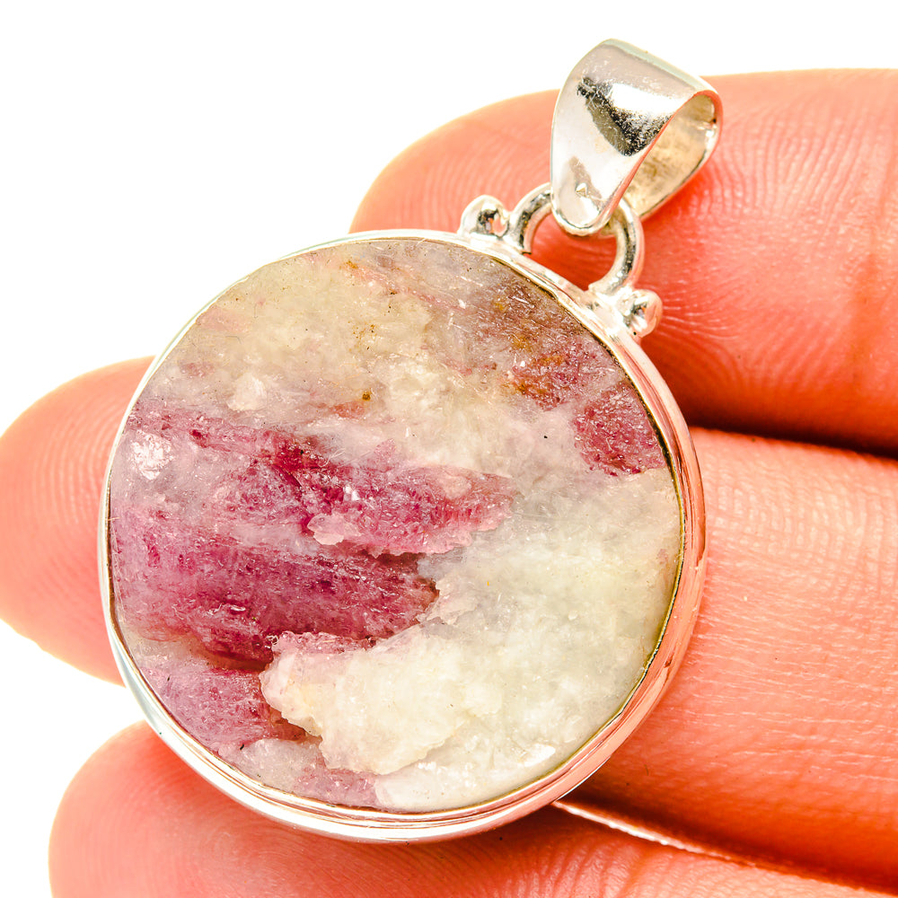 Pink Tourmaline In Quartz Pendants handcrafted by Anasilvercos - PD3167