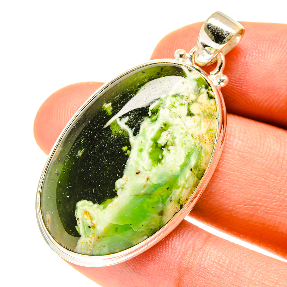 Australian Green Opal Pendants handcrafted by Anasilvercos - PD3173