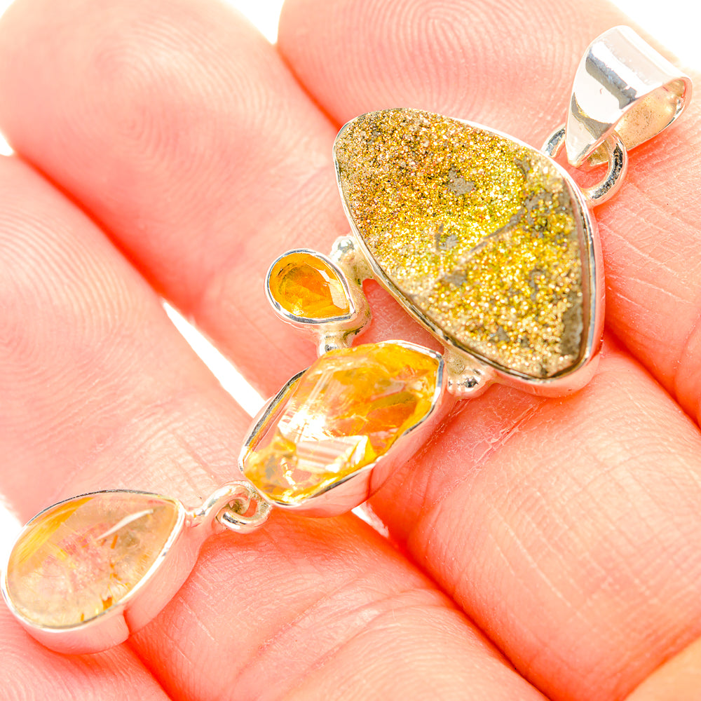 Spectro Pyrite Druzy Pendants handcrafted by Anasilvercos - PD31852