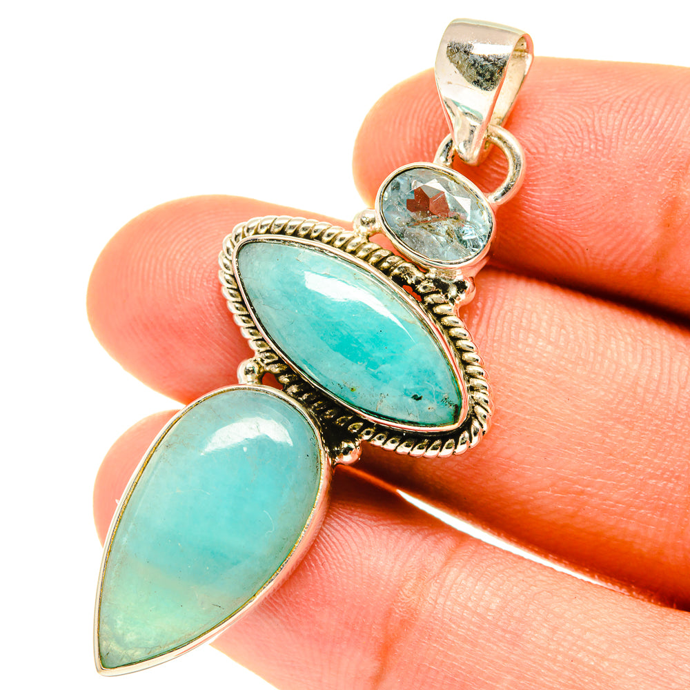 Peruvian Amazonite Pendants handcrafted by Anasilvercos - PD3188