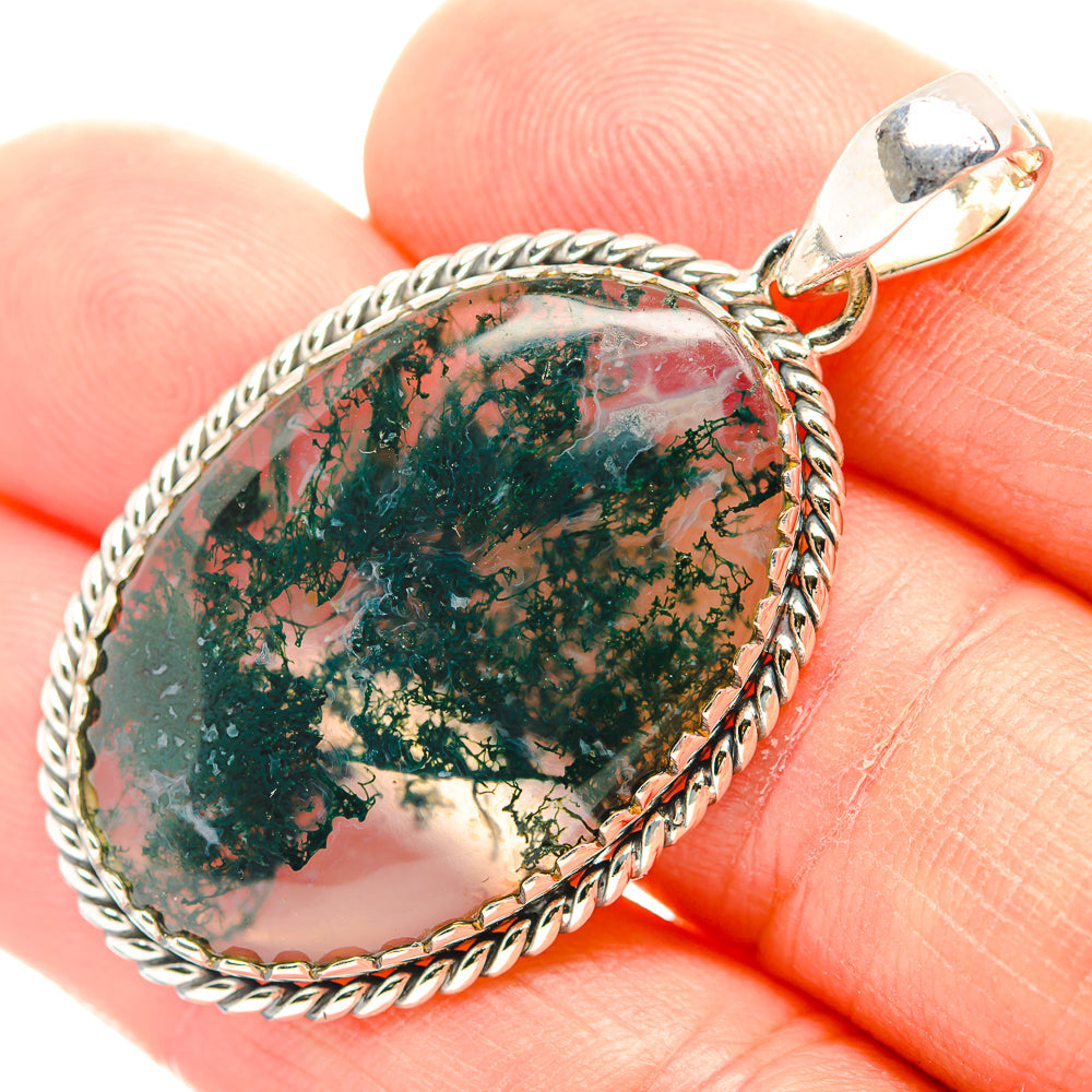 Green Moss Agate Pendants handcrafted by Anasilvercos - PD31883