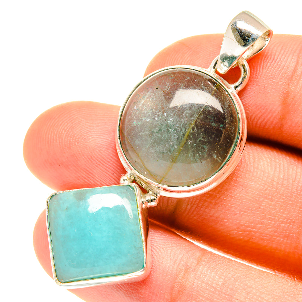 Blue Fluorite Pendants handcrafted by Anasilvercos - PD3191