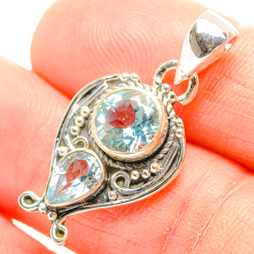 Blue Topaz Pendants handcrafted by Anasilvercos - PD31912