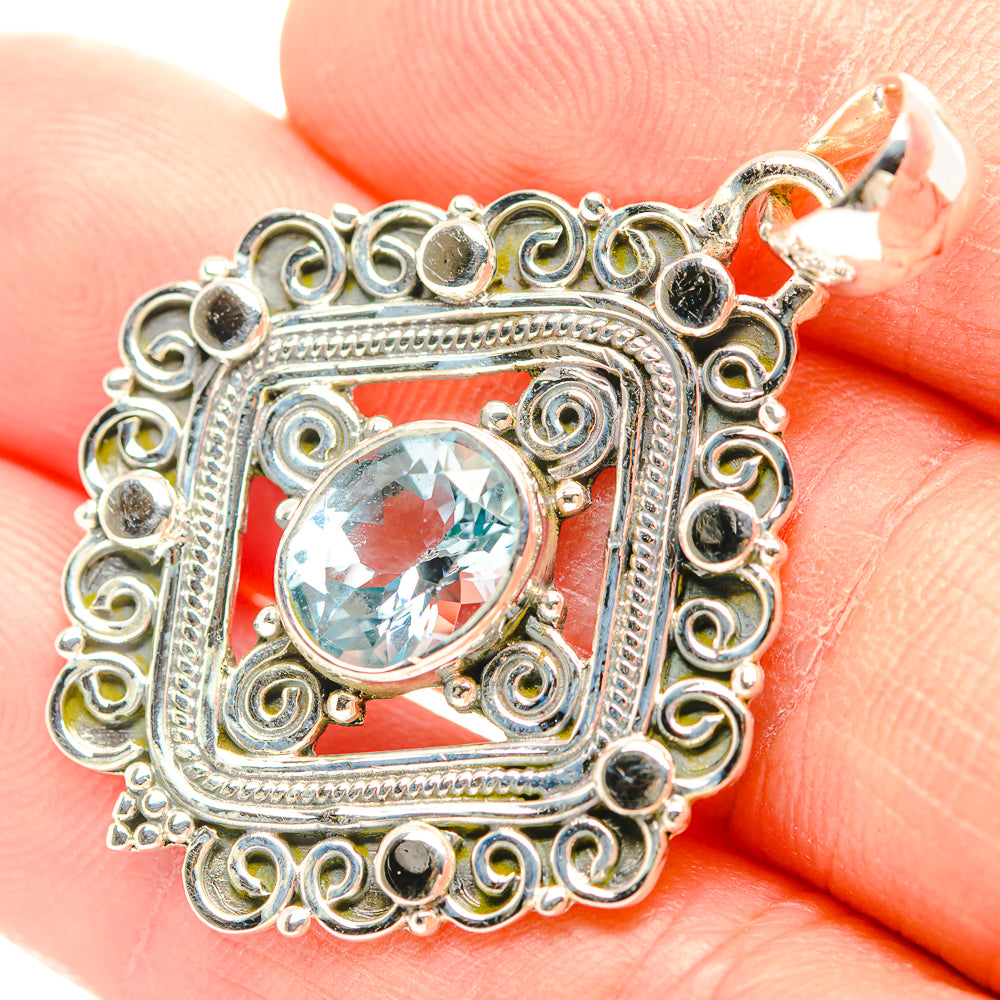 Blue Topaz Pendants handcrafted by Anasilvercos - PD31924