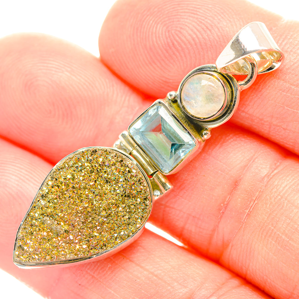 Spectro Pyrite Druzy Pendants handcrafted by Anasilvercos - PD31977