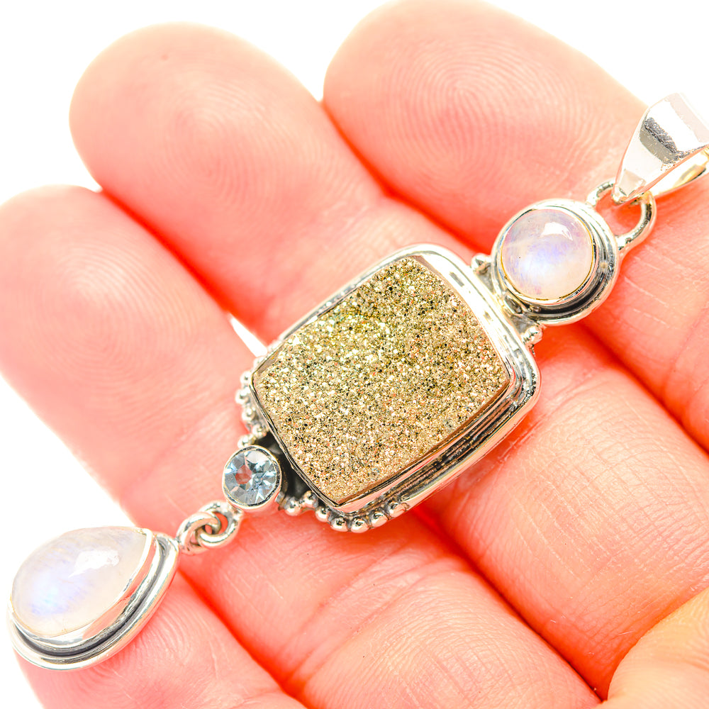 Spectro Pyrite Druzy Pendants handcrafted by Anasilvercos - PD32003