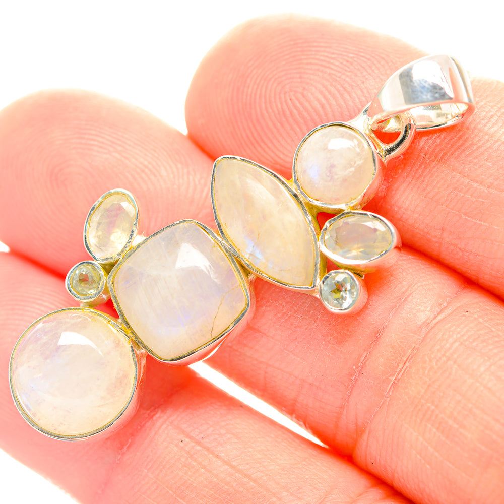 Rainbow Moonstone Pendants handcrafted by Anasilvercos - PD32052