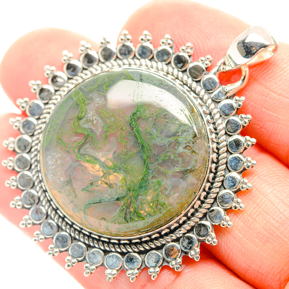 Green Moss Agate Pendants handcrafted by Anasilvercos - PD32053