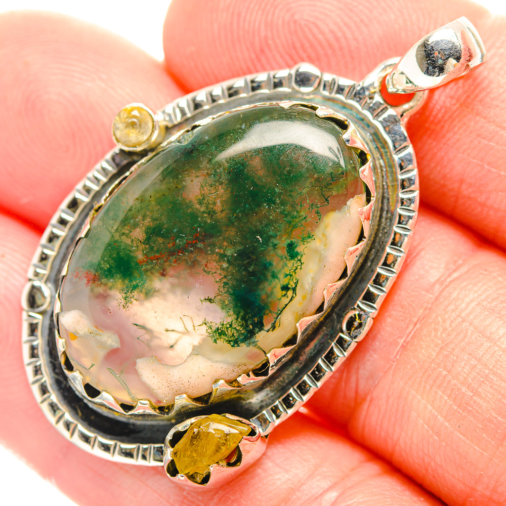Green Moss Agate Pendants handcrafted by Anasilvercos - PD32059