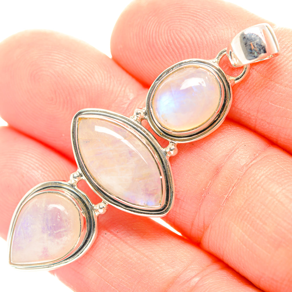 Rainbow Moonstone Pendants handcrafted by Anasilvercos - PD32063