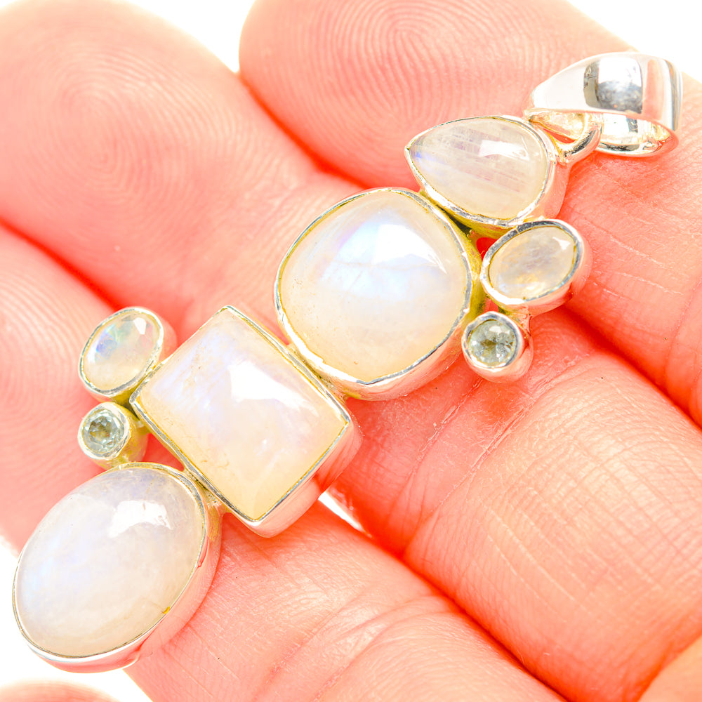 Rainbow Moonstone Pendants handcrafted by Anasilvercos - PD32066