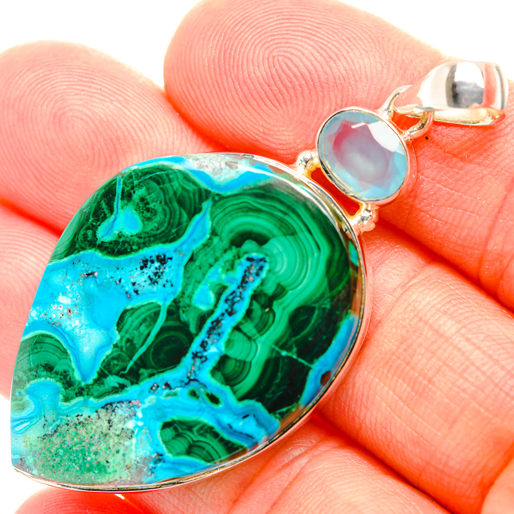 Malachite In Chrysocolla Pendants handcrafted by Anasilvercos - PD32073