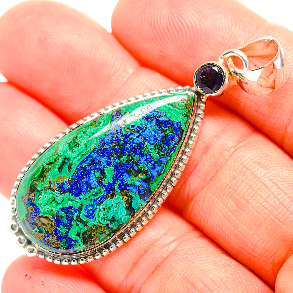 Azurite In Malachite Pendants handcrafted by Anasilvercos - PD32081