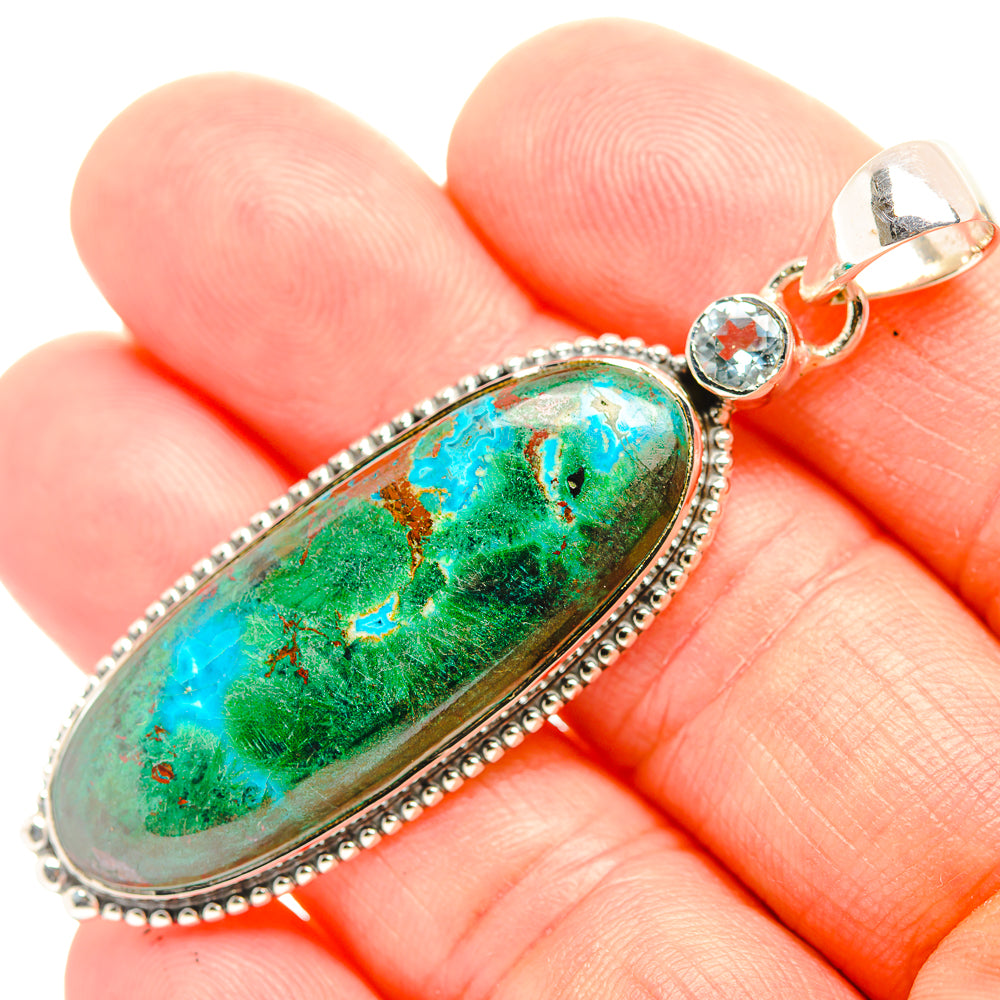 Chrysocolla In Malachite Pendants handcrafted by Anasilvercos - PD32086