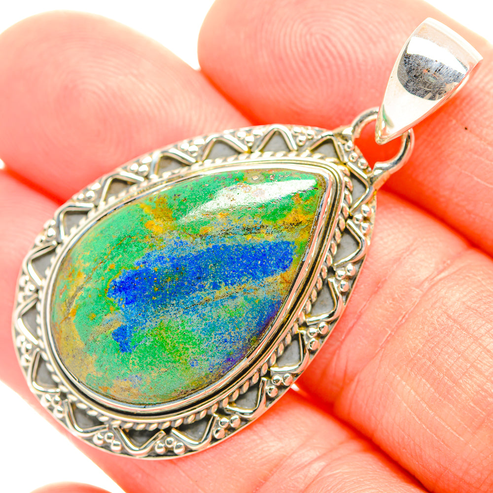 Azurite In Malachite Pendants handcrafted by Anasilvercos - PD32089