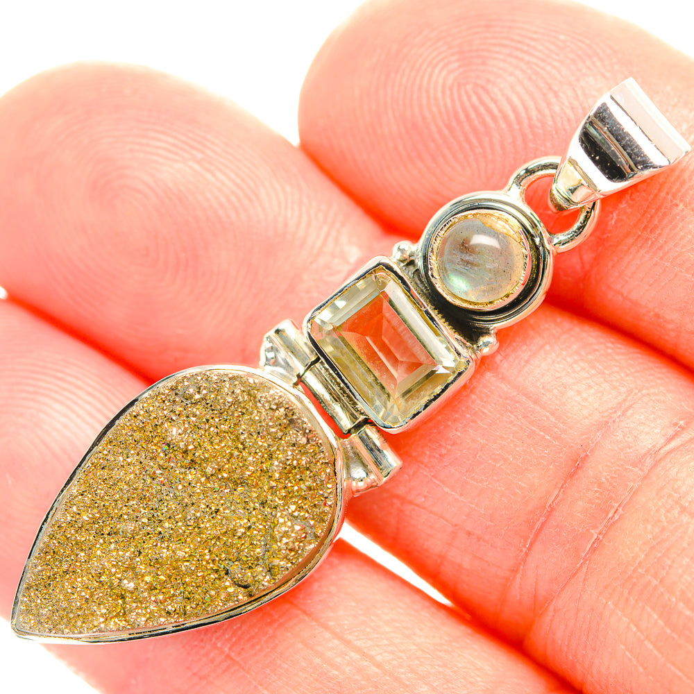 Spectro Pyrite Druzy Pendants handcrafted by Anasilvercos - PD32116