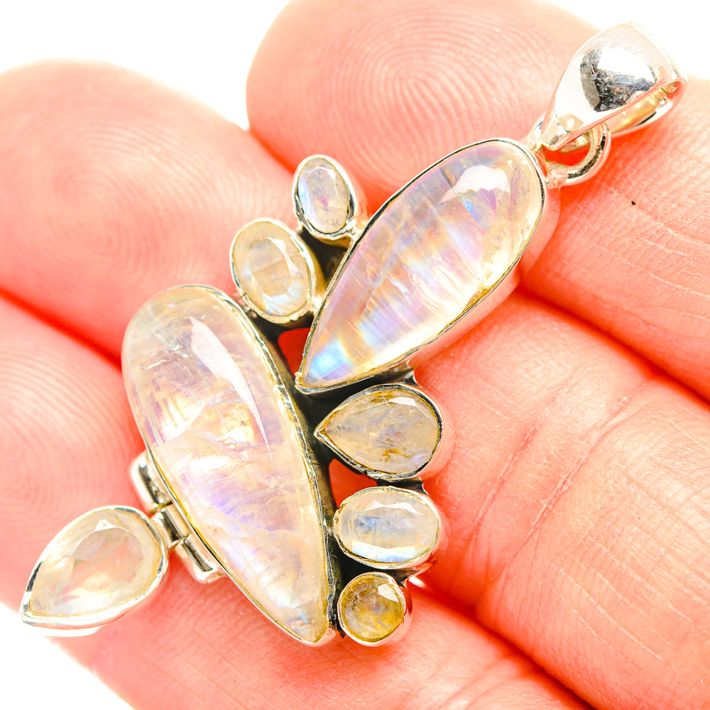 Rainbow Moonstone Pendants handcrafted by Anasilvercos - PD32138