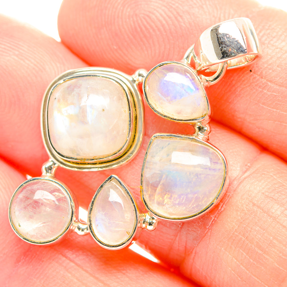 Rainbow Moonstone Pendants handcrafted by Anasilvercos - PD32166
