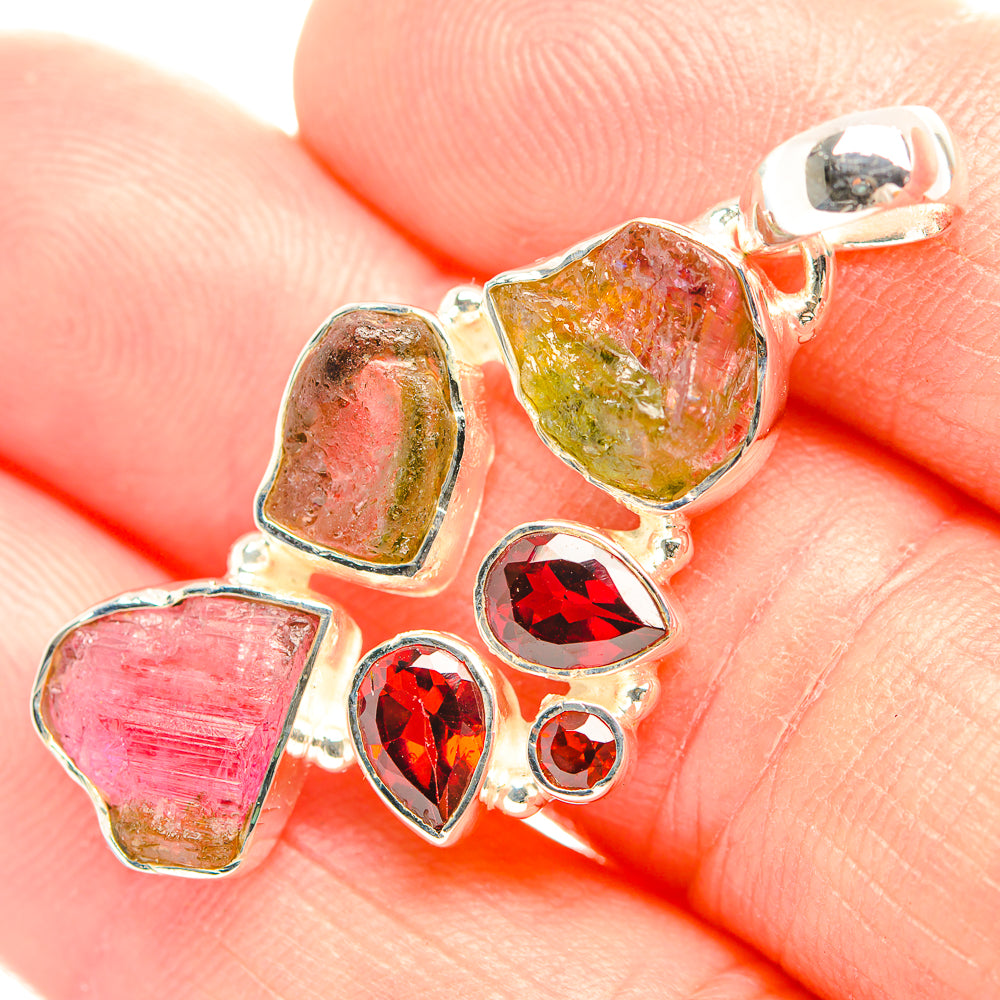 Watermelon Tourmaline Pendants handcrafted by Anasilvercos - PD32178