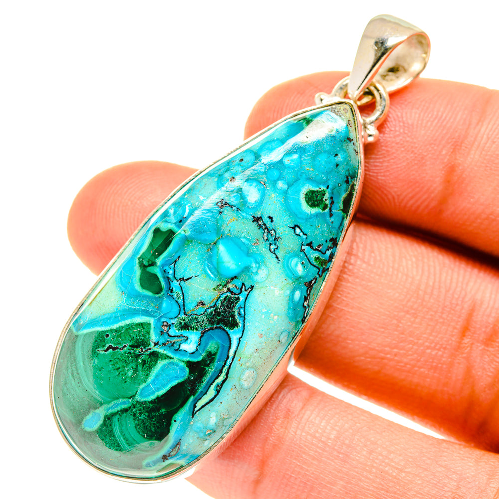Malachite In Chrysocolla Pendants handcrafted by Anasilvercos - PD3219