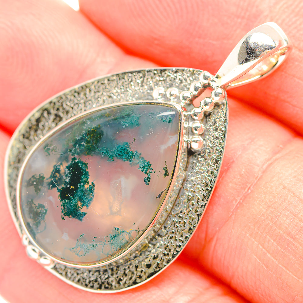 Green Moss Agate Pendants handcrafted by Anasilvercos - PD32244