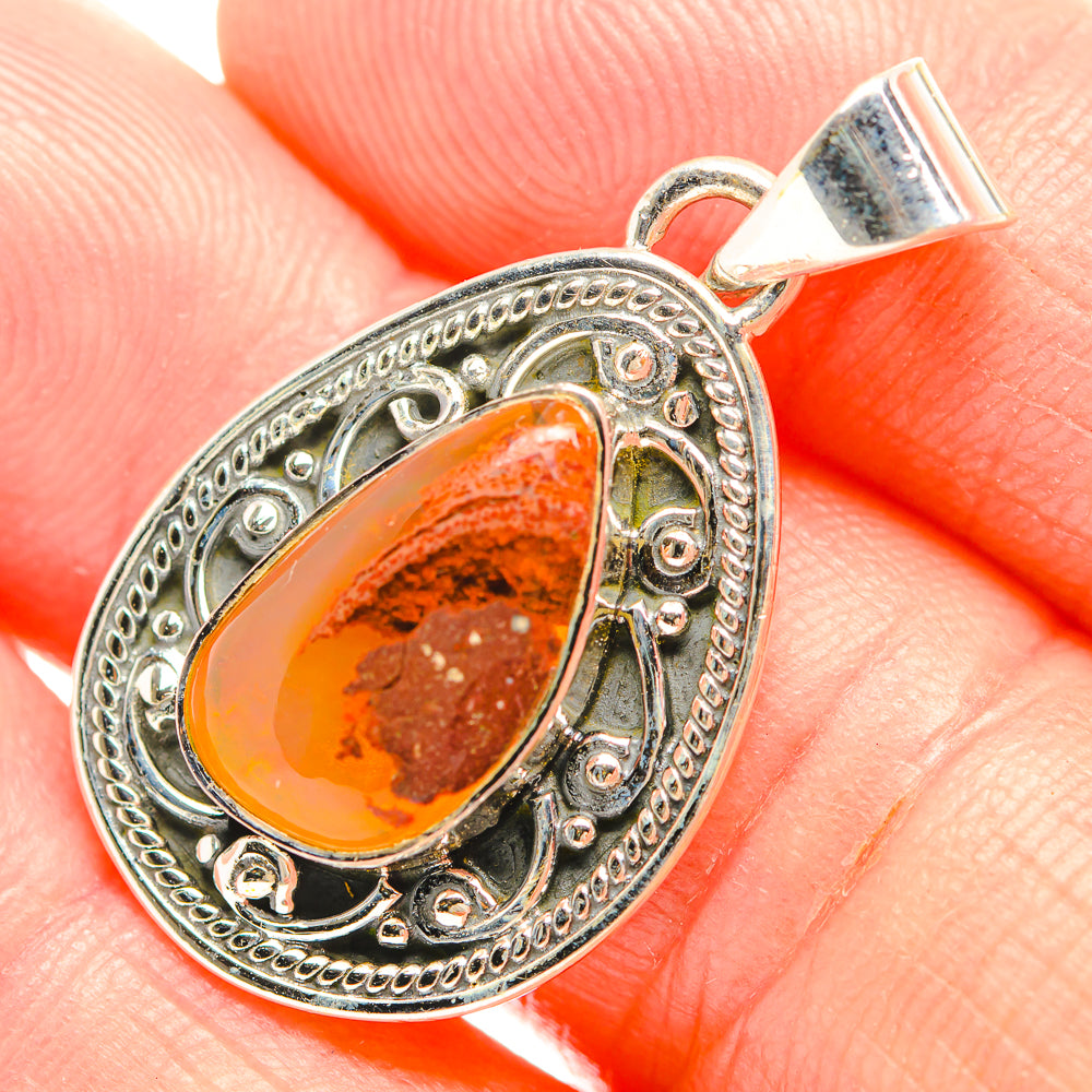 Mexican Fire Opal Pendants handcrafted by Anasilvercos - PD32287
