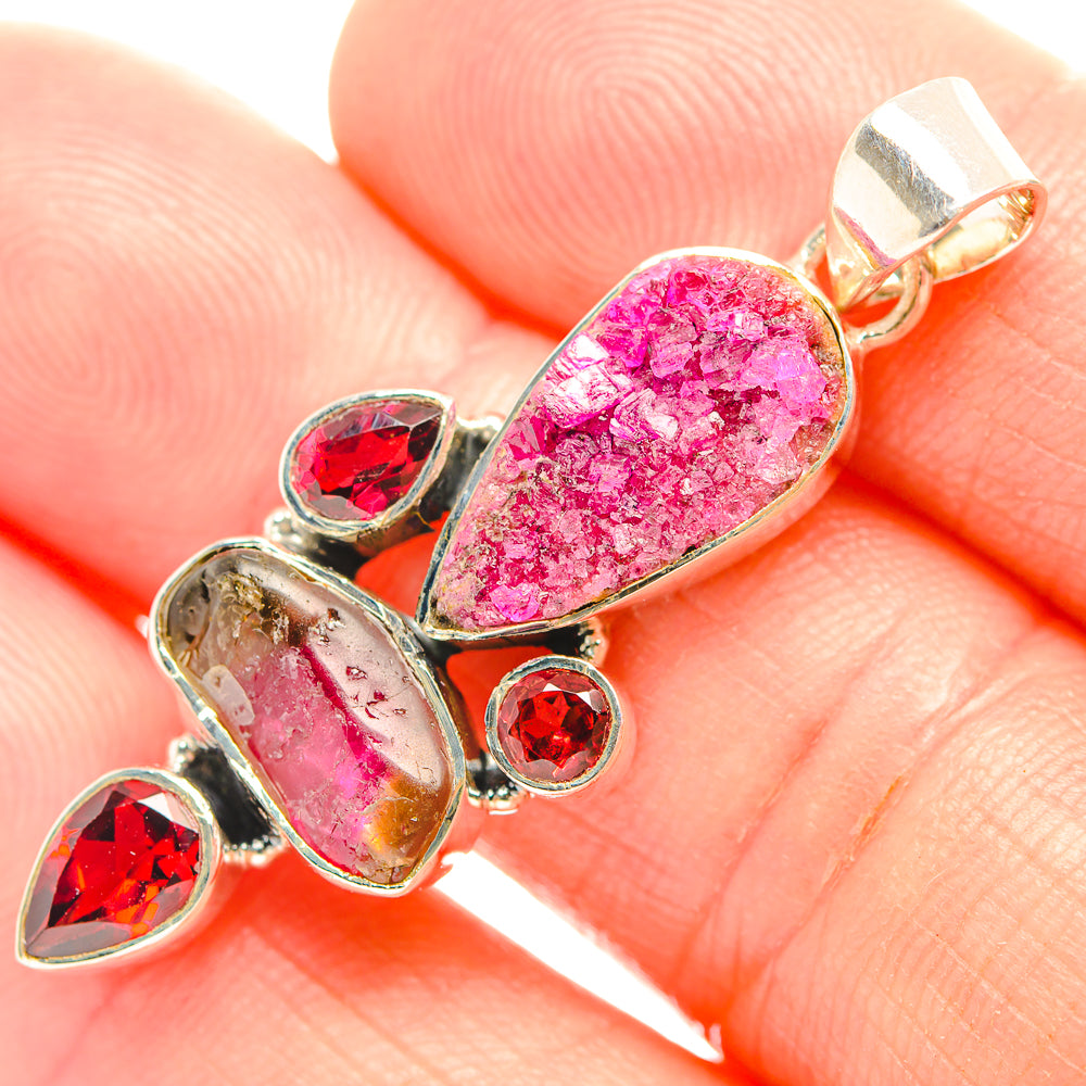 Pink Agate Druzy Pendants handcrafted by Anasilvercos - PD32305