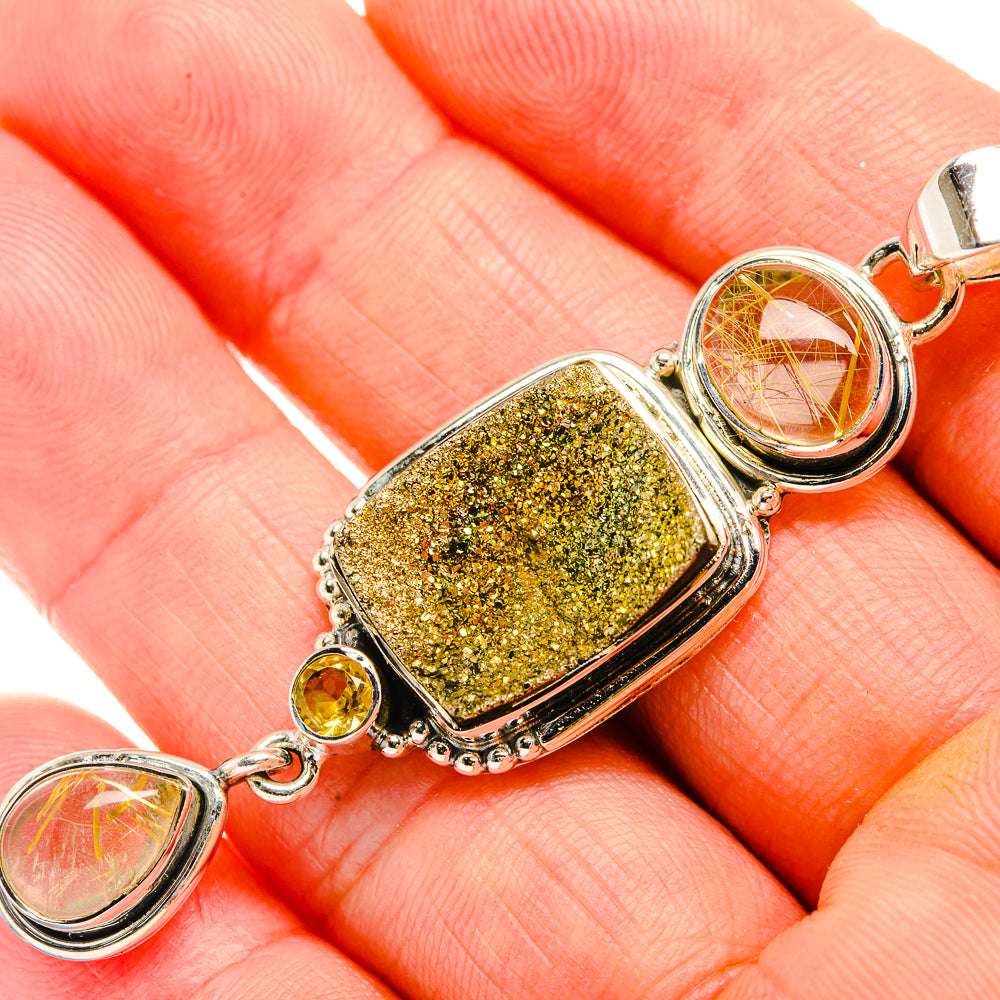 Spectro Pyrite Druzy Pendants handcrafted by Anasilvercos - PD32376
