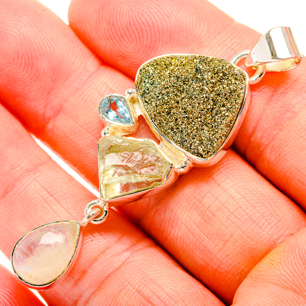 Spectro Pyrite Druzy Pendants handcrafted by Anasilvercos - PD32378