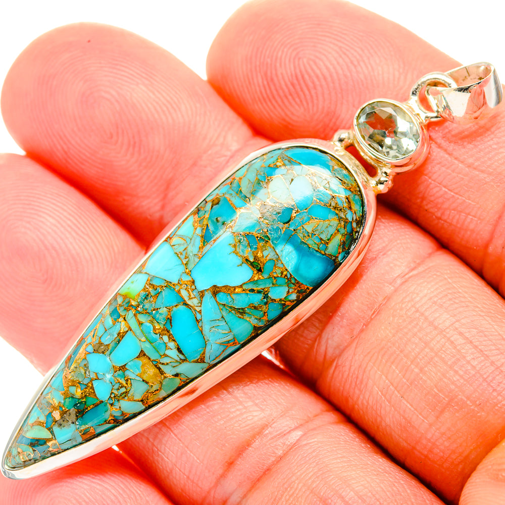 Blue Copper Composite Turquoise Pendants handcrafted by Anasilvercos - PD32510