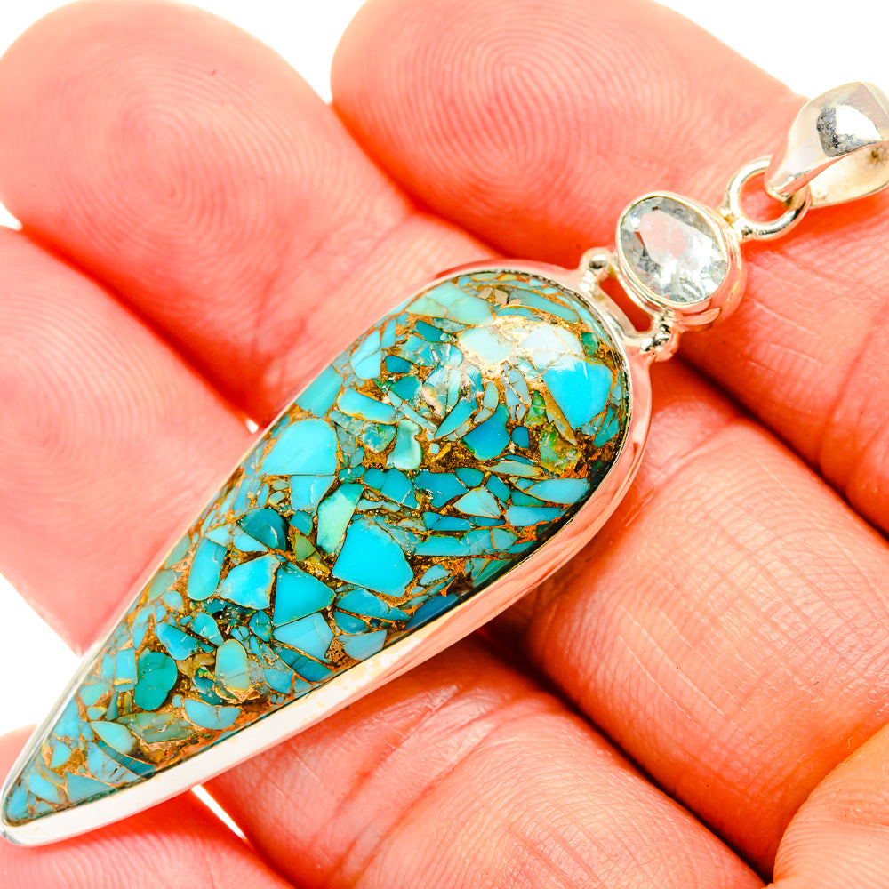 Blue Copper Composite Turquoise Pendants handcrafted by Anasilvercos - PD32511