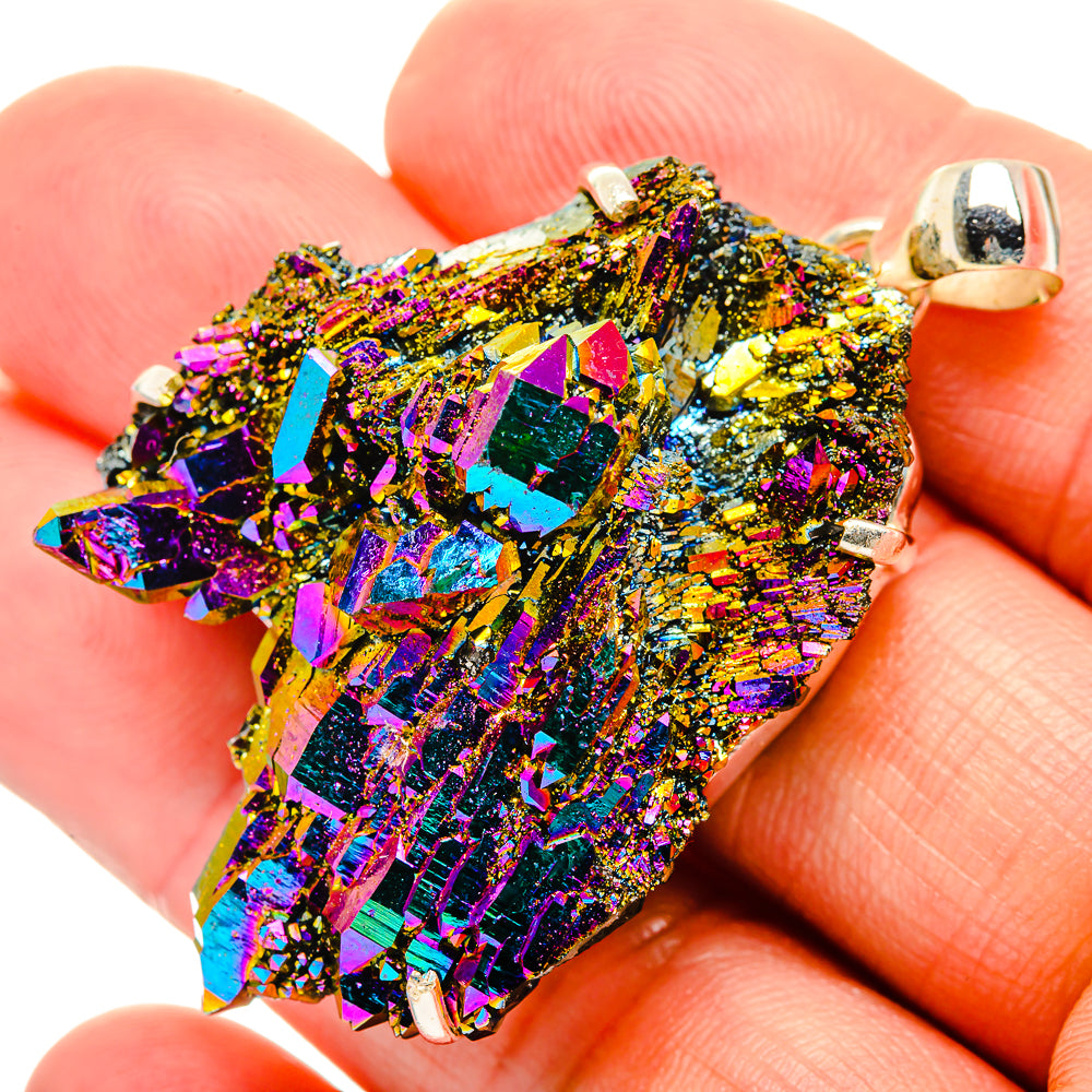 Titanium Sunshine Druzy Pendants handcrafted by Anasilvercos - PD32515