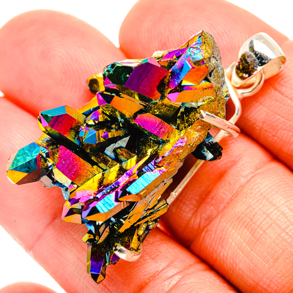 Titanium Sunshine Druzy Pendants handcrafted by Anasilvercos - PD32517