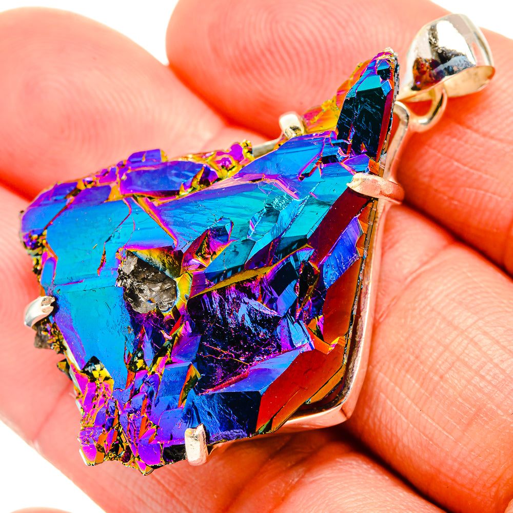 Titanium Sunshine Druzy Pendants handcrafted by Anasilvercos - PD32519