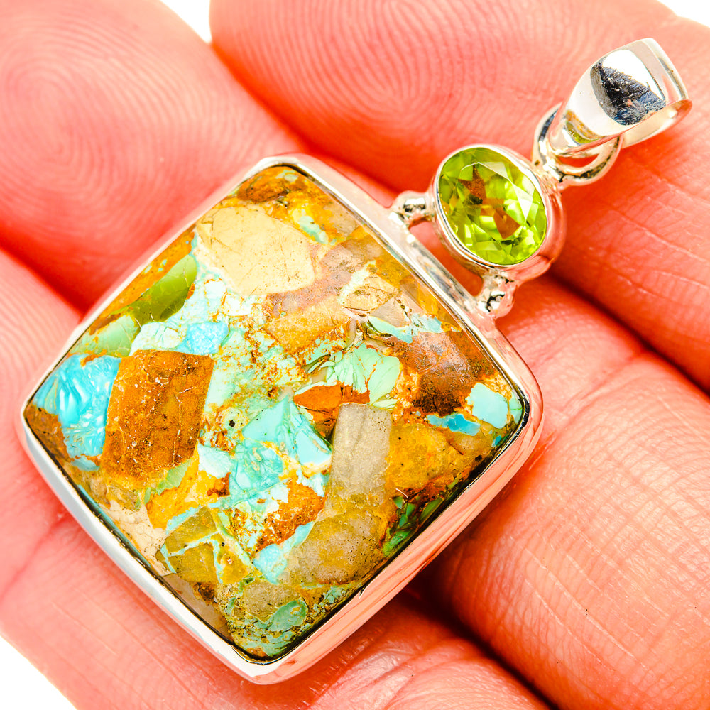Blue Copper Composite Turquoise Pendants handcrafted by Anasilvercos - PD32558