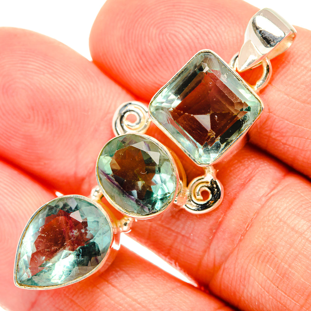 Green Fluorite Pendants handcrafted by Anasilvercos - PD32584