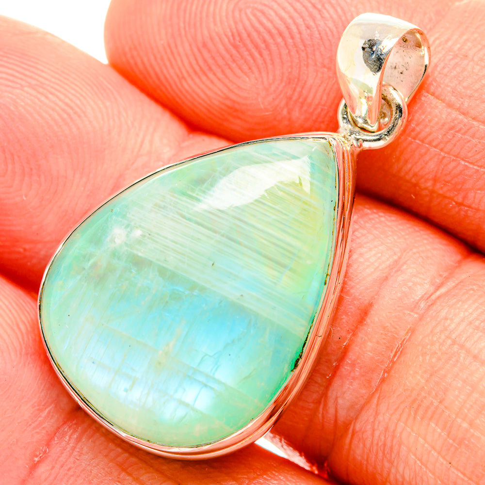 Green Moonstone Pendants handcrafted by Anasilvercos - PD32607