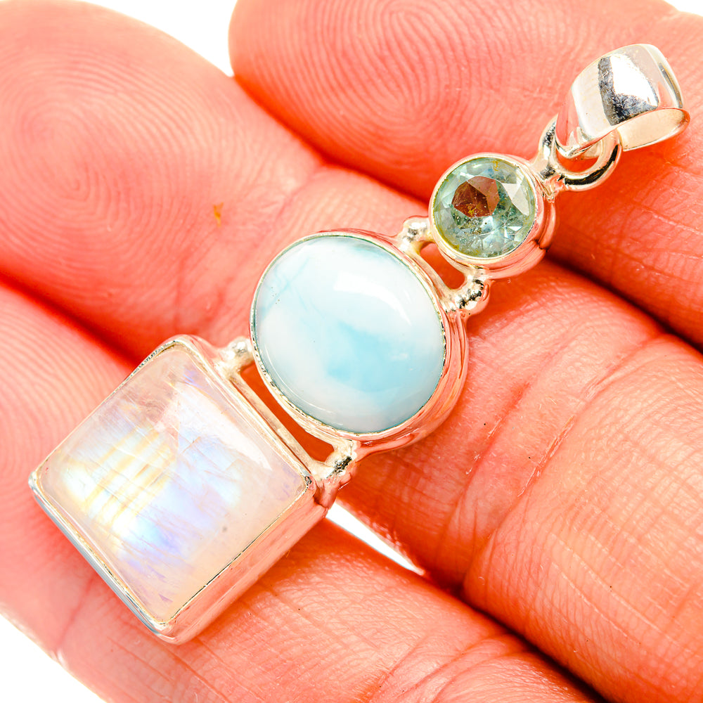 Rainbow Moonstone Pendants handcrafted by Anasilvercos - PD32615