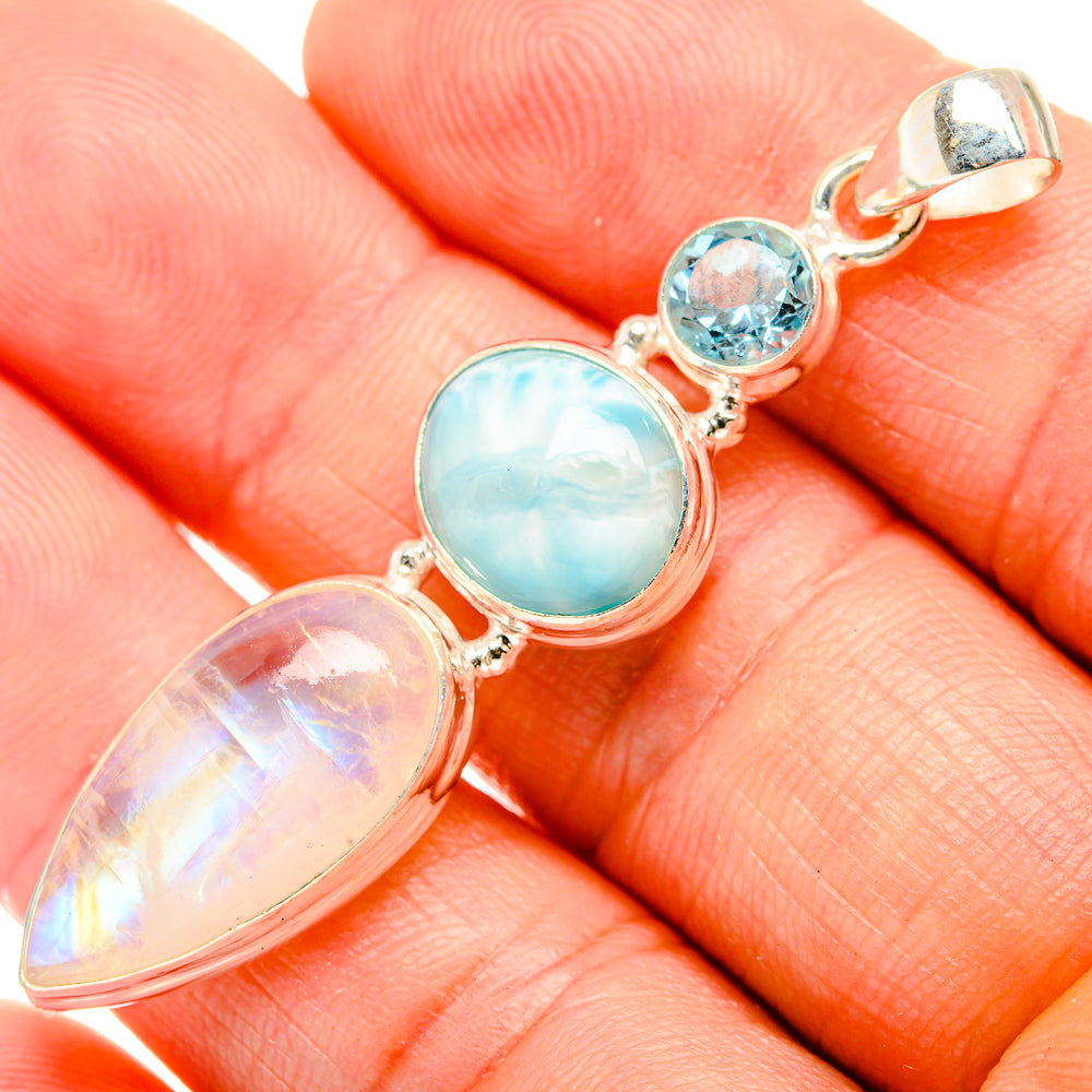 Rainbow Moonstone Pendants handcrafted by Anasilvercos - PD32631