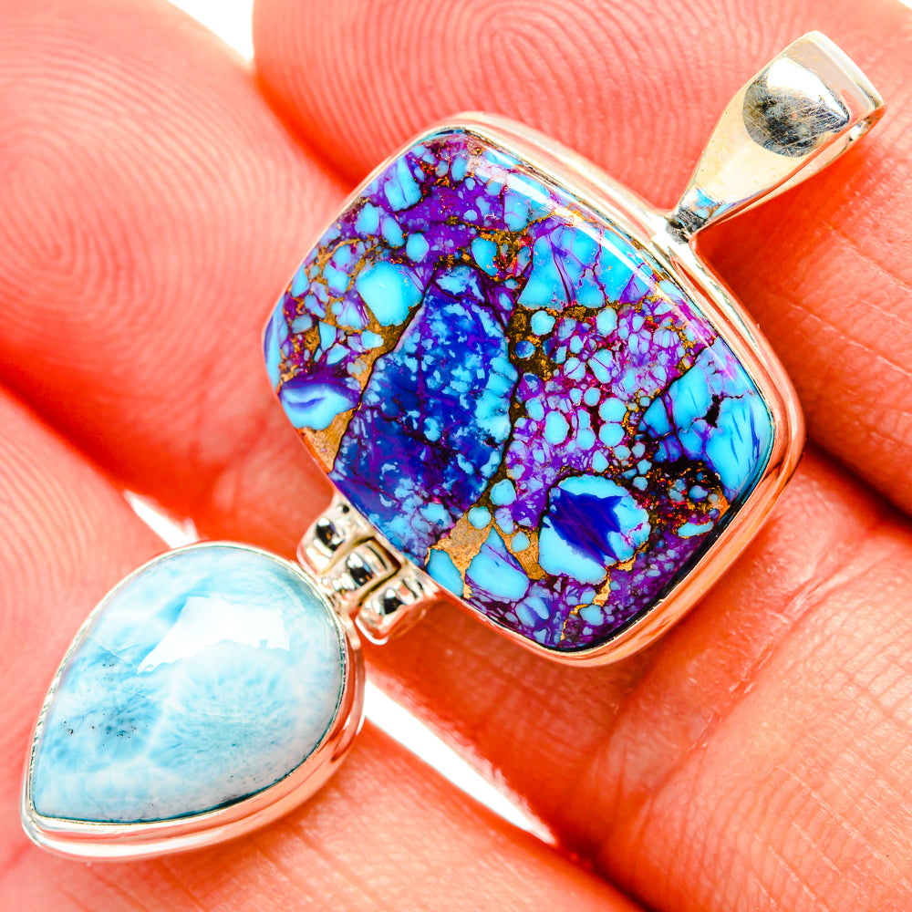 Purple Copper Composite Turquoise Pendants handcrafted by Anasilvercos - PD32638