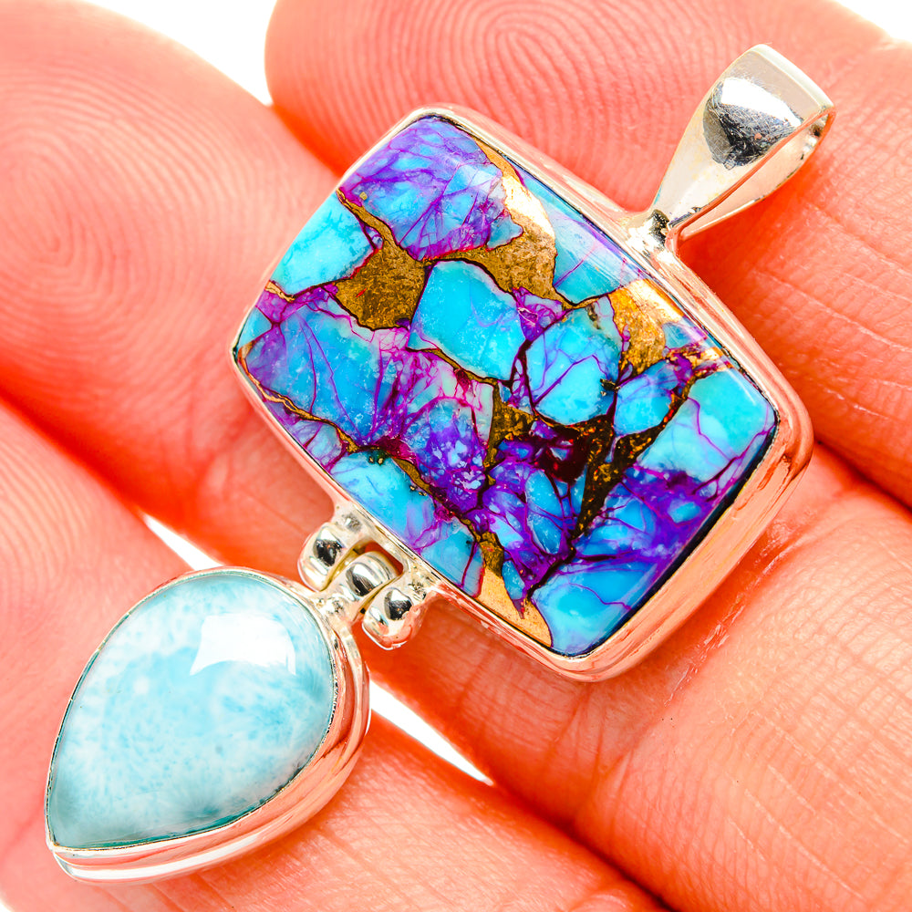 Purple Copper Composite Turquoise Pendants handcrafted by Anasilvercos - PD32655