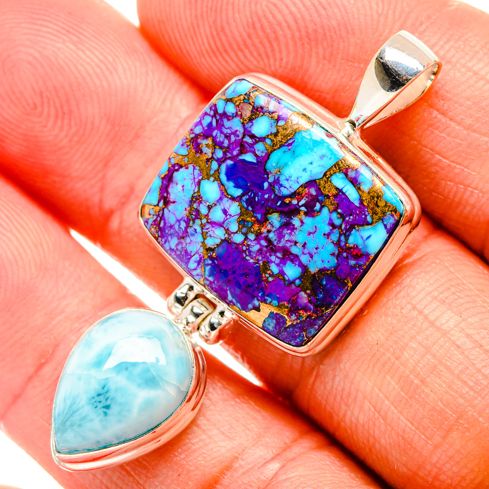 Purple Copper Composite Turquoise Pendants handcrafted by Anasilvercos - PD32656